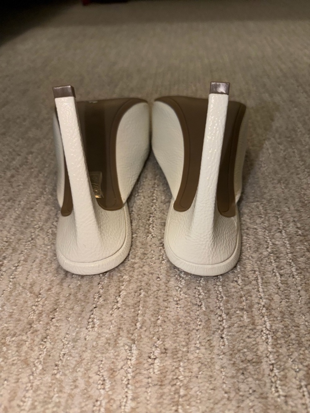 DKNY White Square-Toe Slide Heels with Metallic Trim - Picture 6 of 6